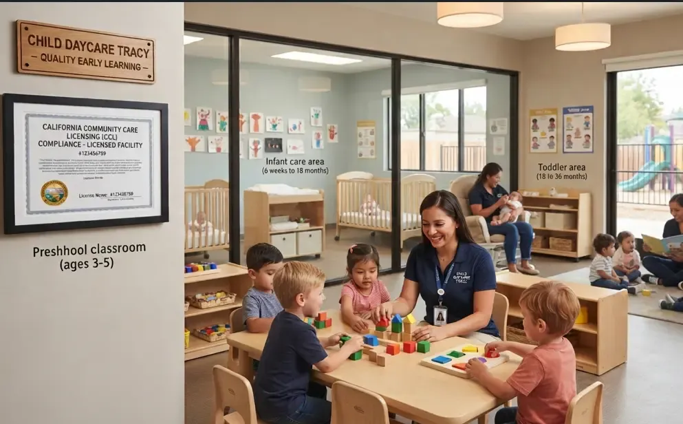 Licensed Child Daycare Tracy CA classroom with infant, toddler, and preschool programs.